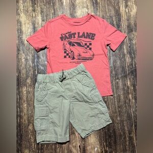 Red Tee and Polo Ralph Lauren Tan Shorts Set size 5/6